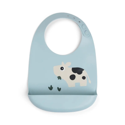 Babero de silicona Tiny Farm Azul
