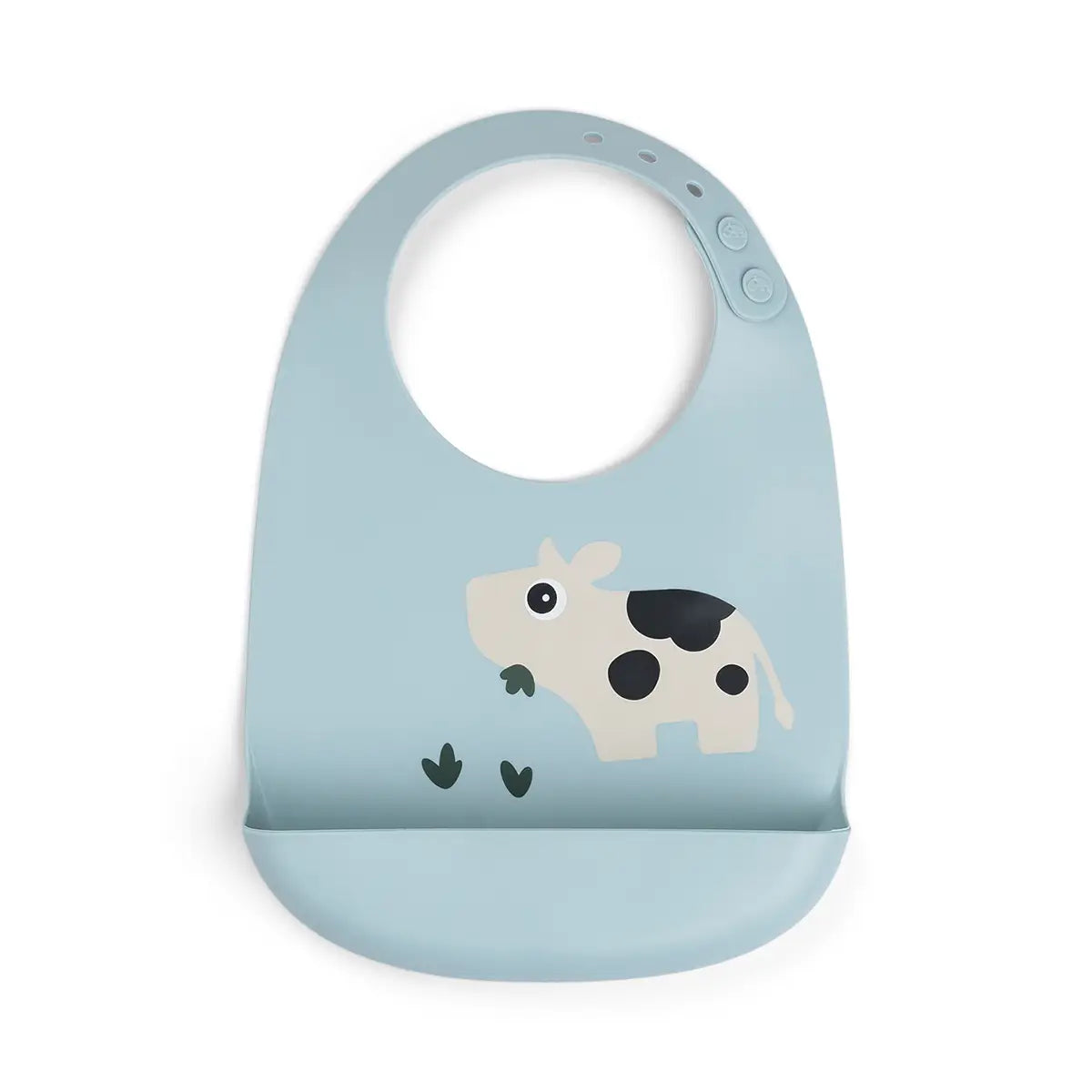 Silicone-bib-Dotti-Blue-Front-PS Babero de silicona Tiny Farm Azul - Imagen 1
