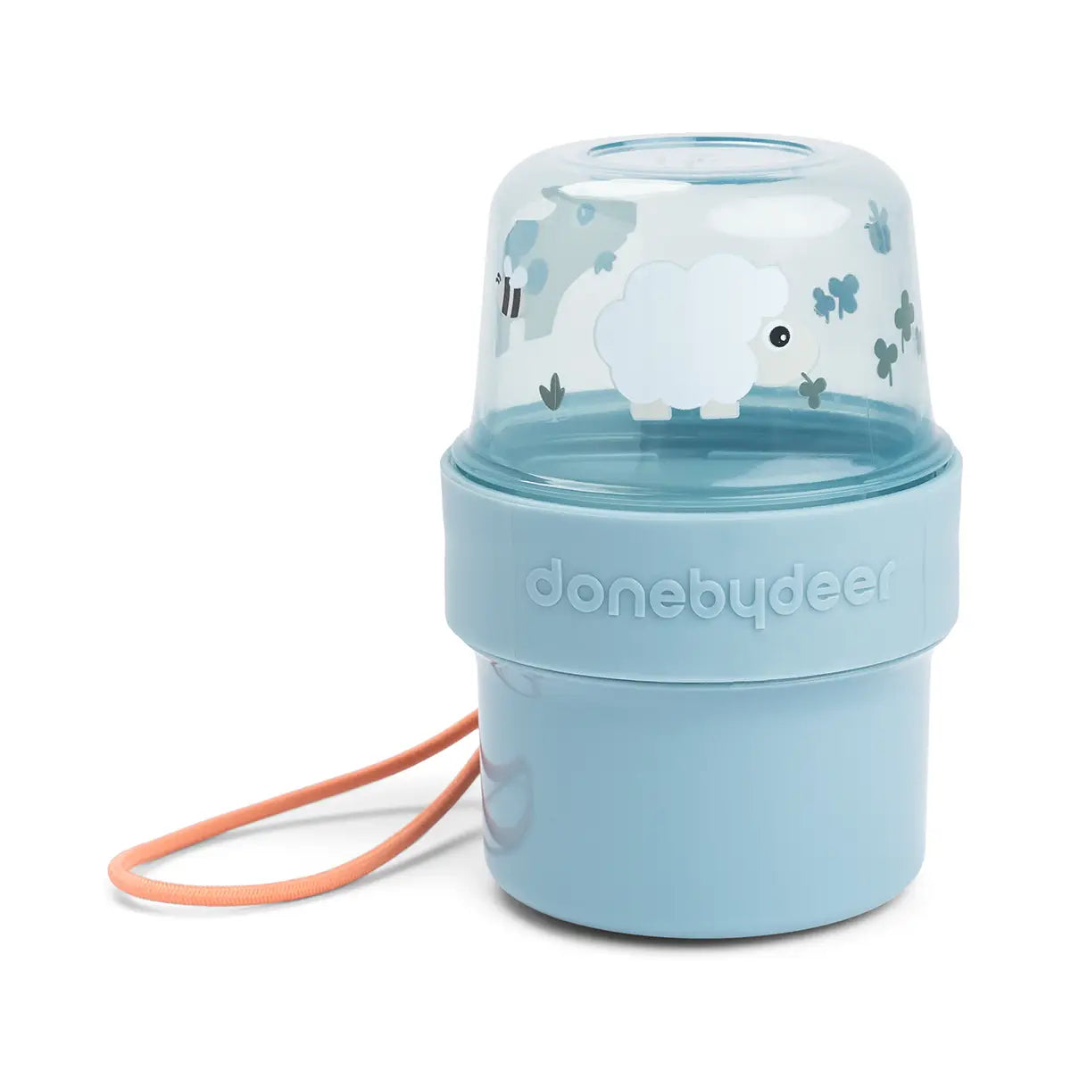 To-go-2-way-snack-container-S-Tiny-farm-Blue-Front-PS Caja para alimentos doble Tiny Farm Azul - Imagen 1