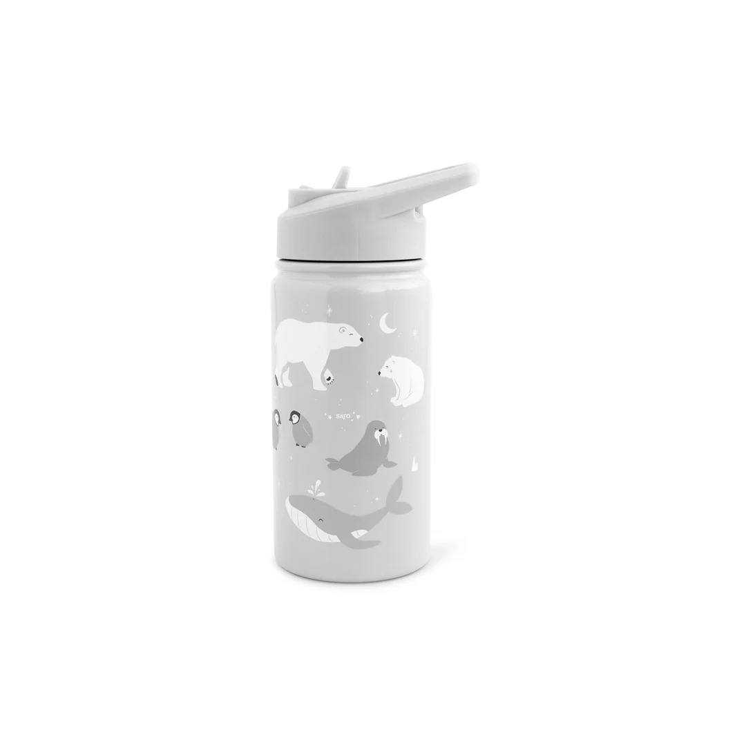 74507 Botella térmica con pajita 350ml. Polaris Gris - Imagen 1