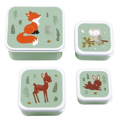 Set de 4 cajitas para alimentos Zorro