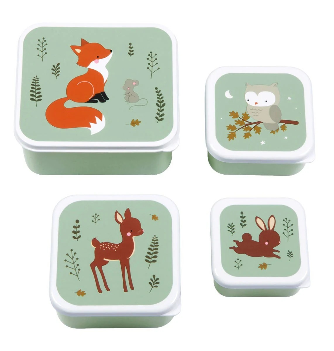 imgi_124_sbseff45-lr-1-lunch-_-snack-box-set-forest-friends-sage Set de 4 cajitas para alimentos Zorro - Imagen 1