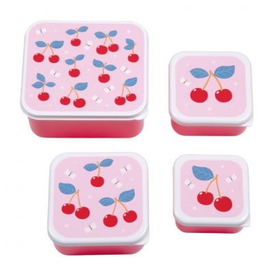 Set de 4 cajitas para alimentos Cerezas