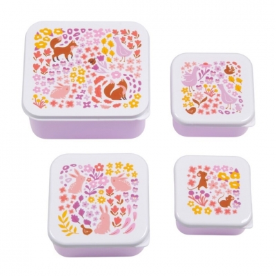 Set de 4 cajitas para alimentos Flores