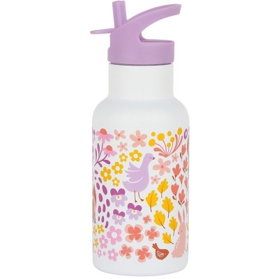 Botella de acero térmica 350ml. Flores