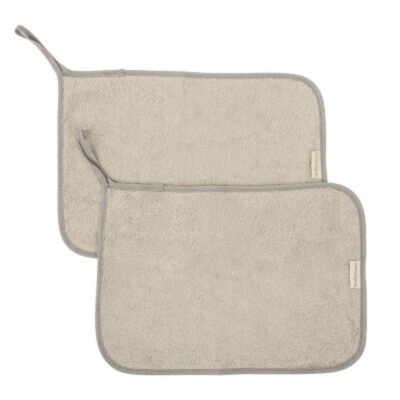 Pack de 2 toallas guardería con colgador 25x35cm Gris Beige