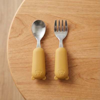 Set de cubiertos cuchara y tenedor Yum Ocre