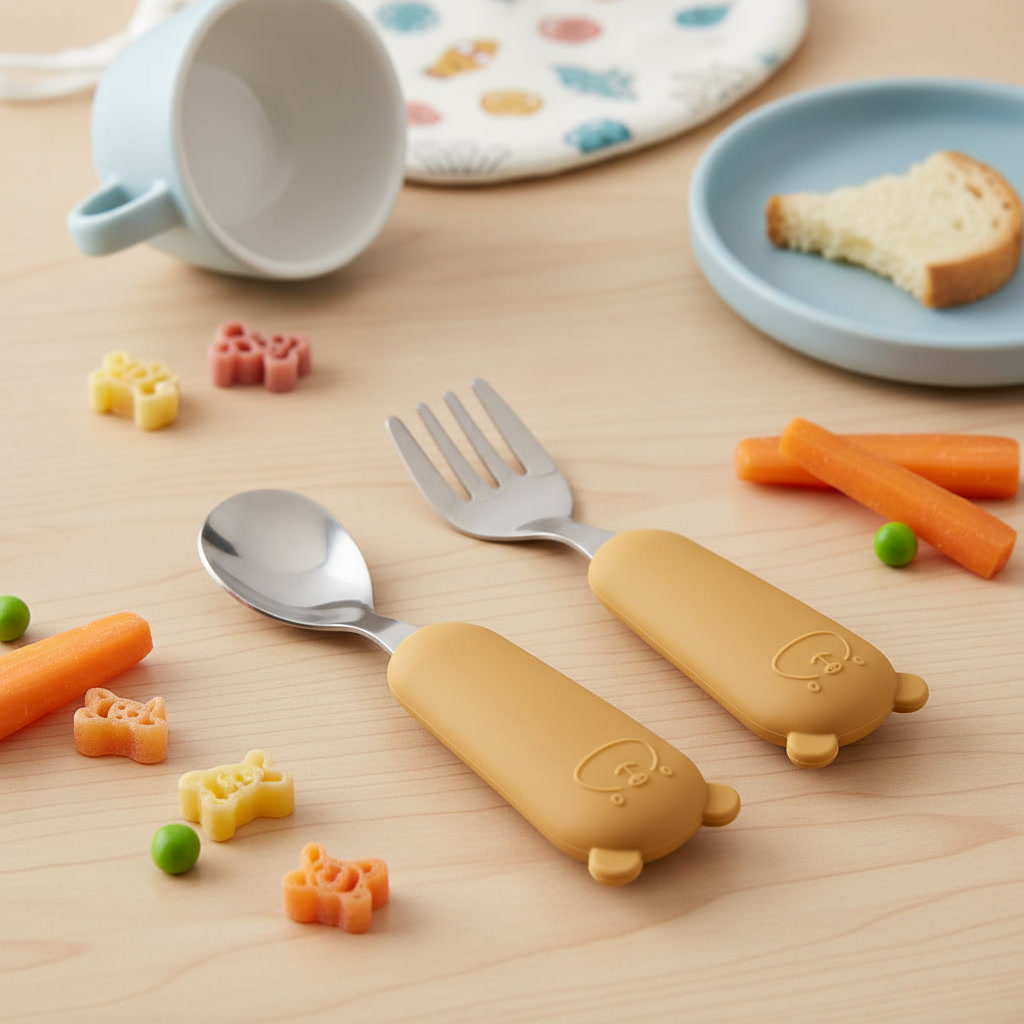 Set de cubiertos cuchara y tenedor Yum Ocre - Imagen 3