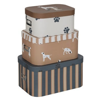 Juego de 3 cajas de almacenaje Dogs