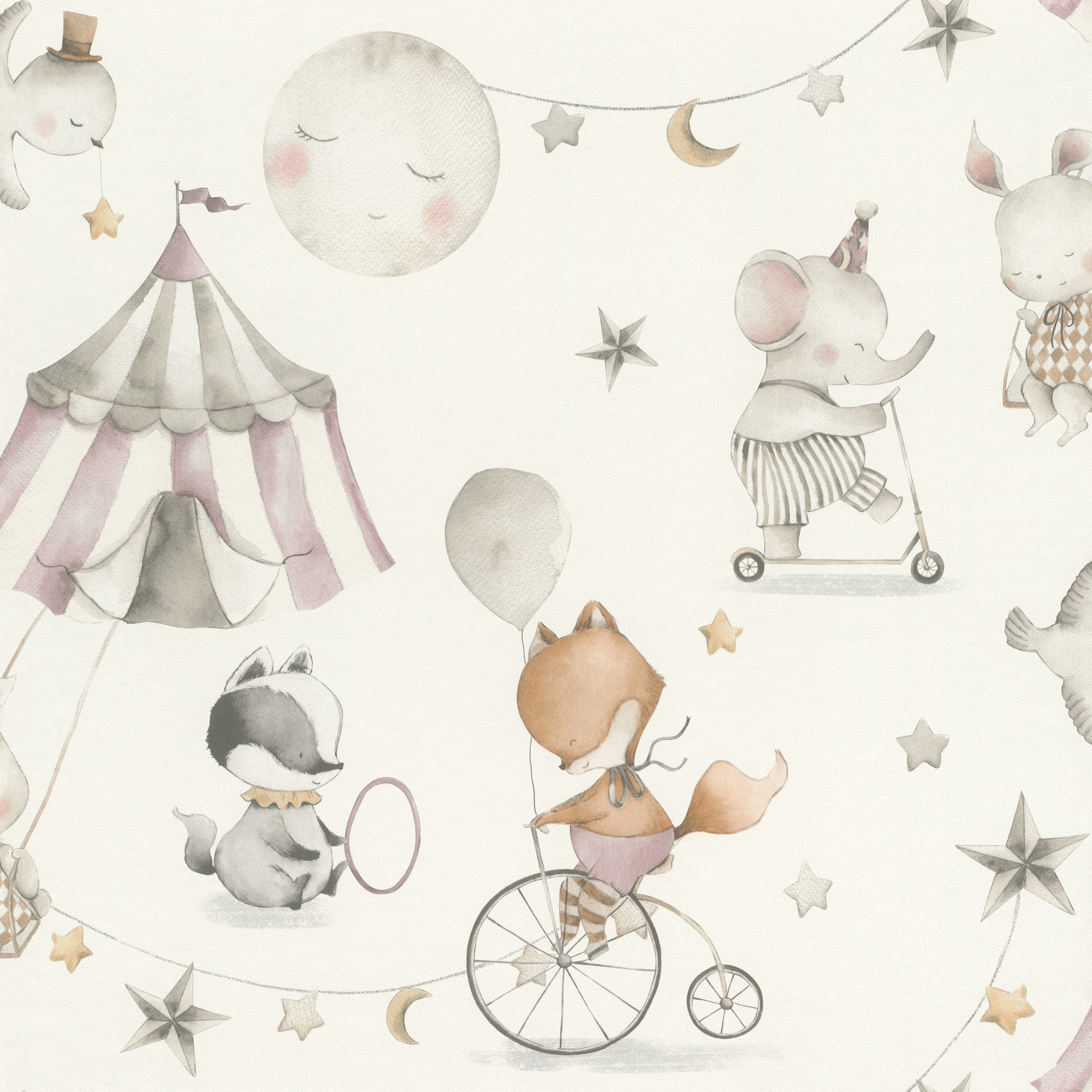 004 BAM Papel pintado circo mágico blanco - Imagen 1