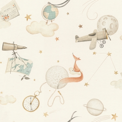Papel pintado aventuras en el espacio blanco