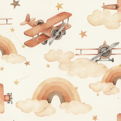 Papel pintado aviones y arcoíris