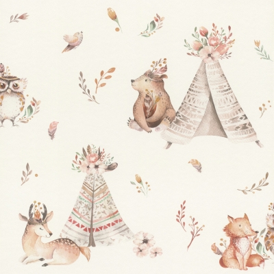 Papel pintado tribus del bosque rosa