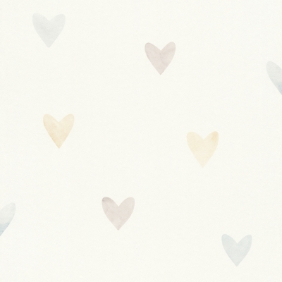 Papel pintado corazones pastel azul