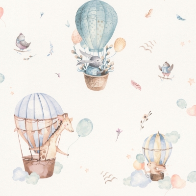 Papel pintado animales en globo azul