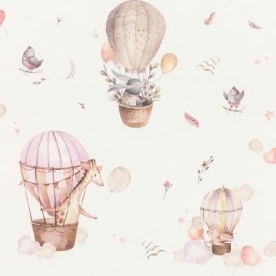 Papel pintado animales en globo rosa