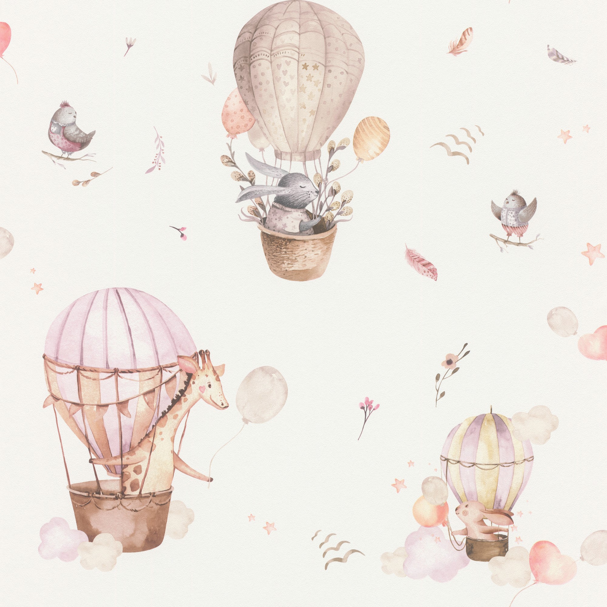 032 BAM Papel pintado animales en globo rosa - Imagen 1