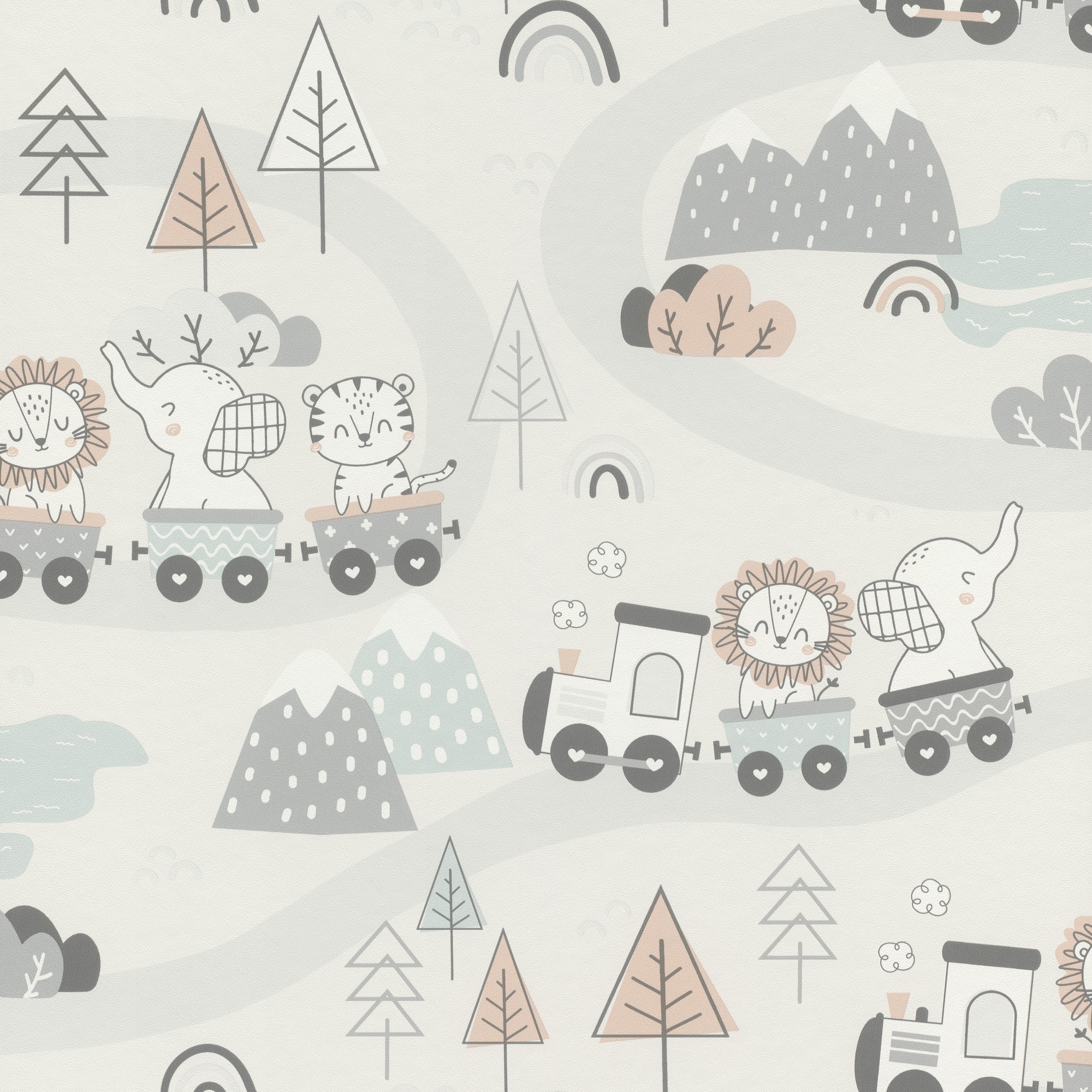 042 BAM Papel pintado tren de animales - Imagen 1
