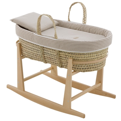 Moisés de palma con patas madera natural Derby beige