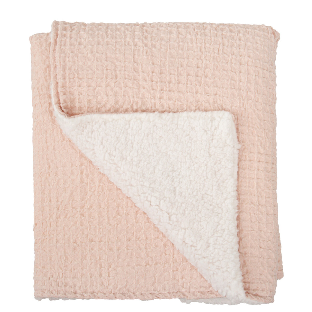 54FU00002173 Manta Waffle con sherpa rosa - Imagen 1