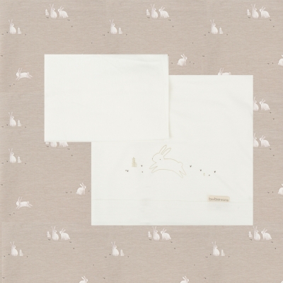 Juego de sábanas de punto 70x120cm Bunny gris beige
