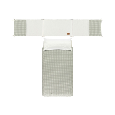 Colcha+protector de 60x120cm. Checks Verde