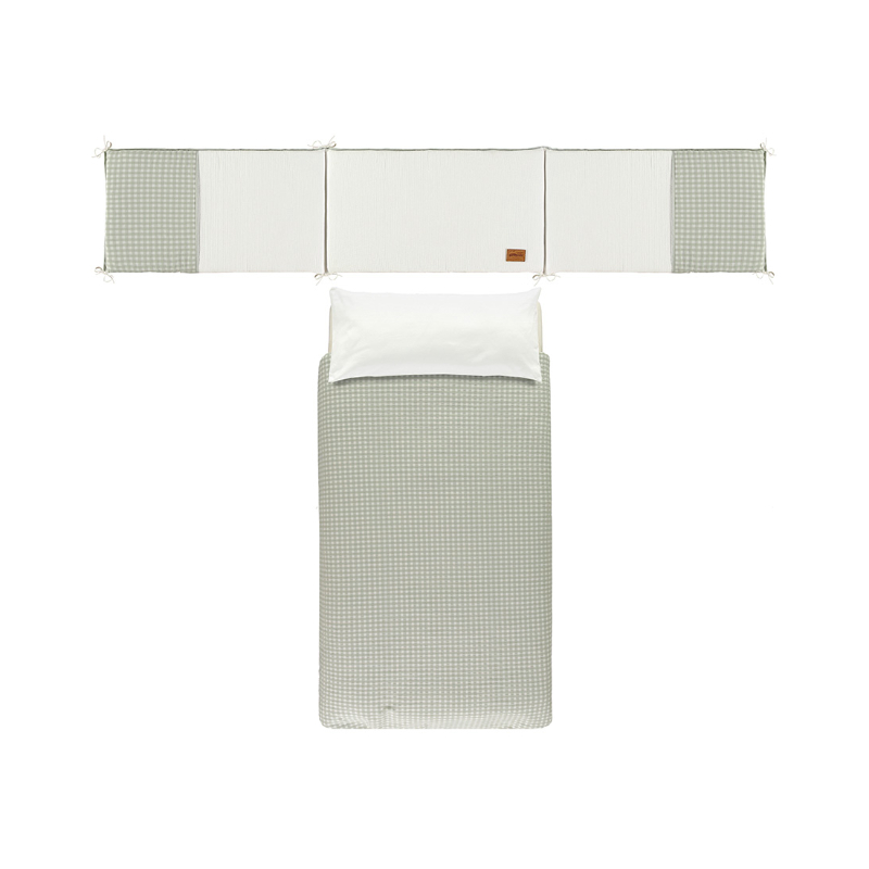 E3536240 Colcha+protector de 60x120cm. Checks Verde - Imagen 1