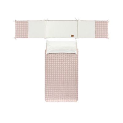 Colcha+protector de 60x120cm. Checks Rosa
