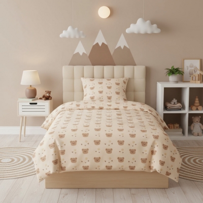 Funda nórdica infantil de cama Bears beige
