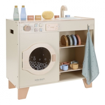 Lavadora de madera beige