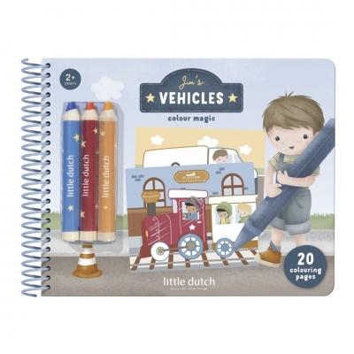 Libro mágico vehículos Jim con lápices