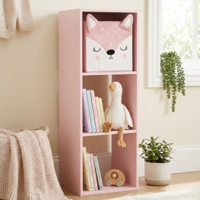 Mueble infantil de pie 3 cubos lacado rosa