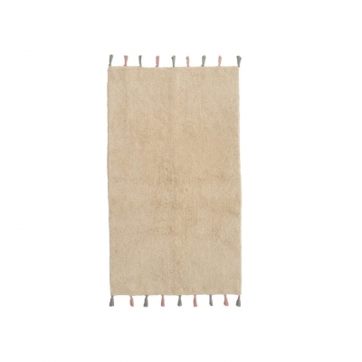 Alfombra infantil beige con borlas rosa-gris 60x90cm