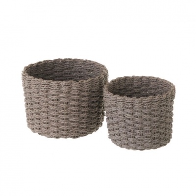 Pack de 2 cestas trenzadas en color gris