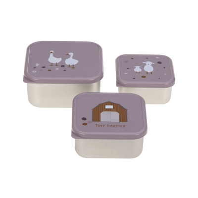 Set de 3 cajitas para alimentos Tiny farmer Lilac