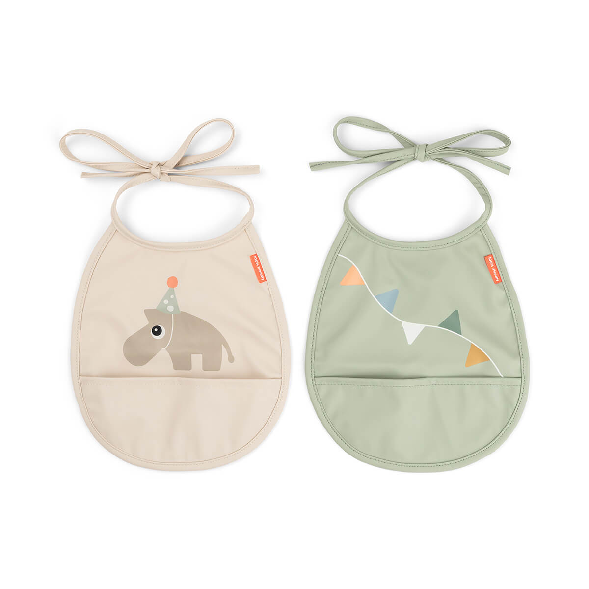 imgi_19_1343439 Pack de dos baberos con bosillo Celebration sand green - Imagen 1