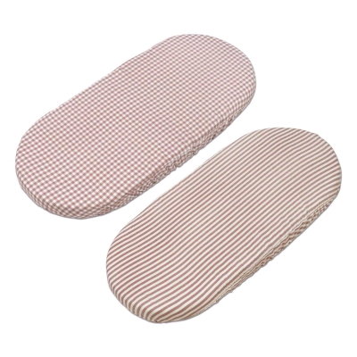 Set de dos sábanas bajeras para cuco Praliné Vichy/rayas moka