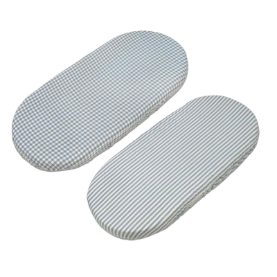 Set de dos sábanas bajeras para cuco Praliné Vichy/rayas matcha