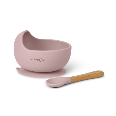 Set de bol y cubierto con ventosa Nordic Dusty pink