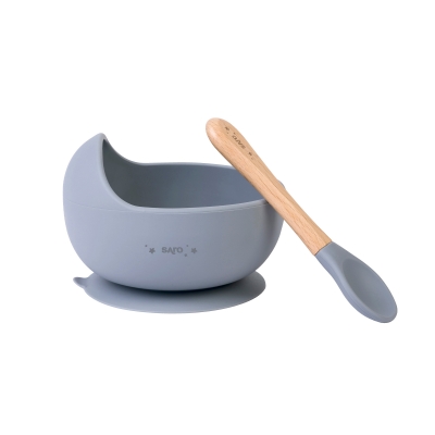 Set de bol y cubierto con ventosa Nordic Dusty blue