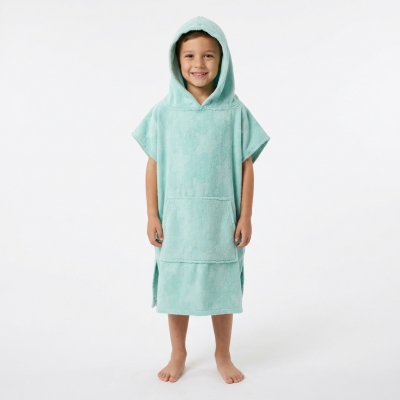 Albornoz Infantil con Capucha y Toallita azul