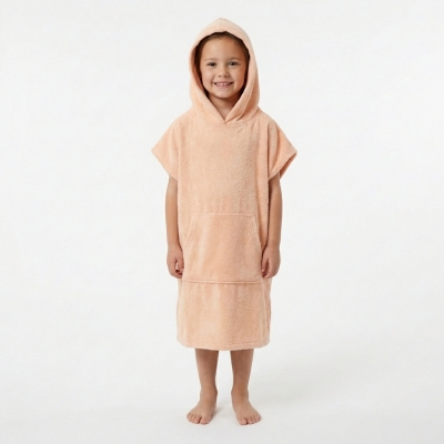 Albornoz Infantil con Capucha y Toallita rosa