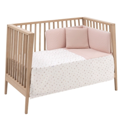 Colcha con protector para cuna de 60 Calma rosa