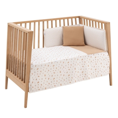 Colcha con protector para cuna de 60 Senda beige