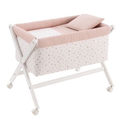 Minicuna de madera blanca Calma rosa