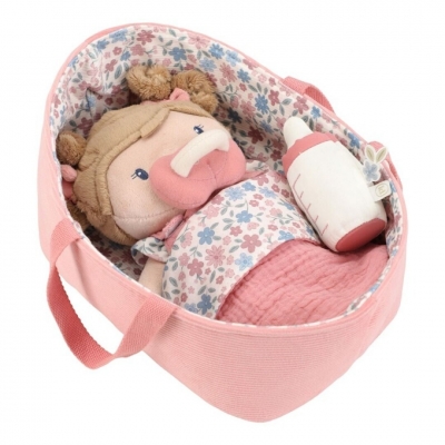 Bebé Rosa con canastilla y accesorios