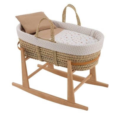 Moisés de palma con patas madera natural Senda beige