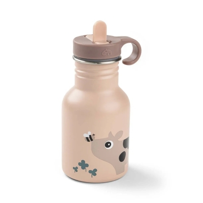 Botella infantil de metal Tiny Farm rosa
