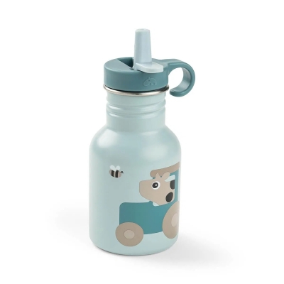 Botella infantil de metal Tiny Farm azul