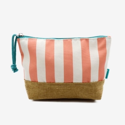 Neceser Sunny Life con rayas coral